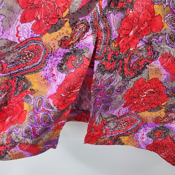 Vintage 80s Maggy Boutique Floral Printed Satin Suit Dress Pearl Buttons - Picture 8 of 9